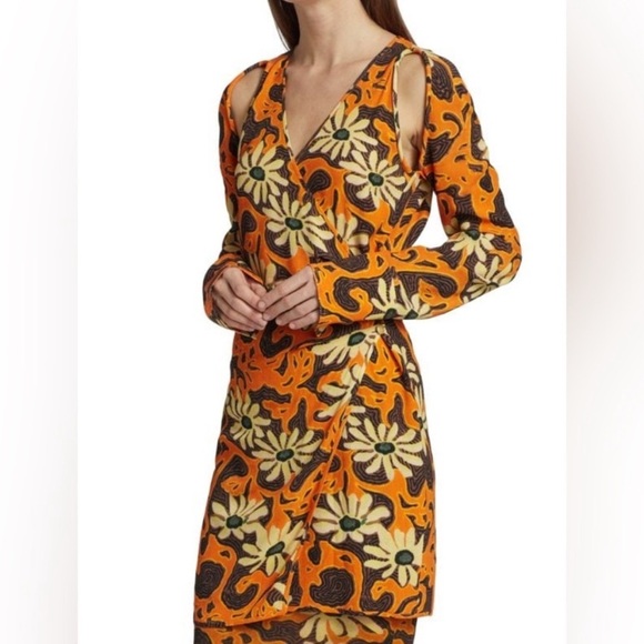 Nanushka Ira wrap dress boho retro 70s western flower child wedding cocktail - Picture 1 of 9